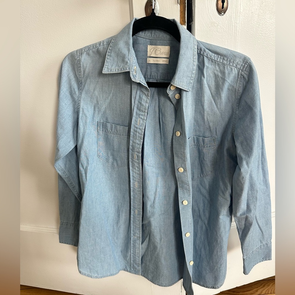 J. Crew Light Blue Denim Button-Down Shirt